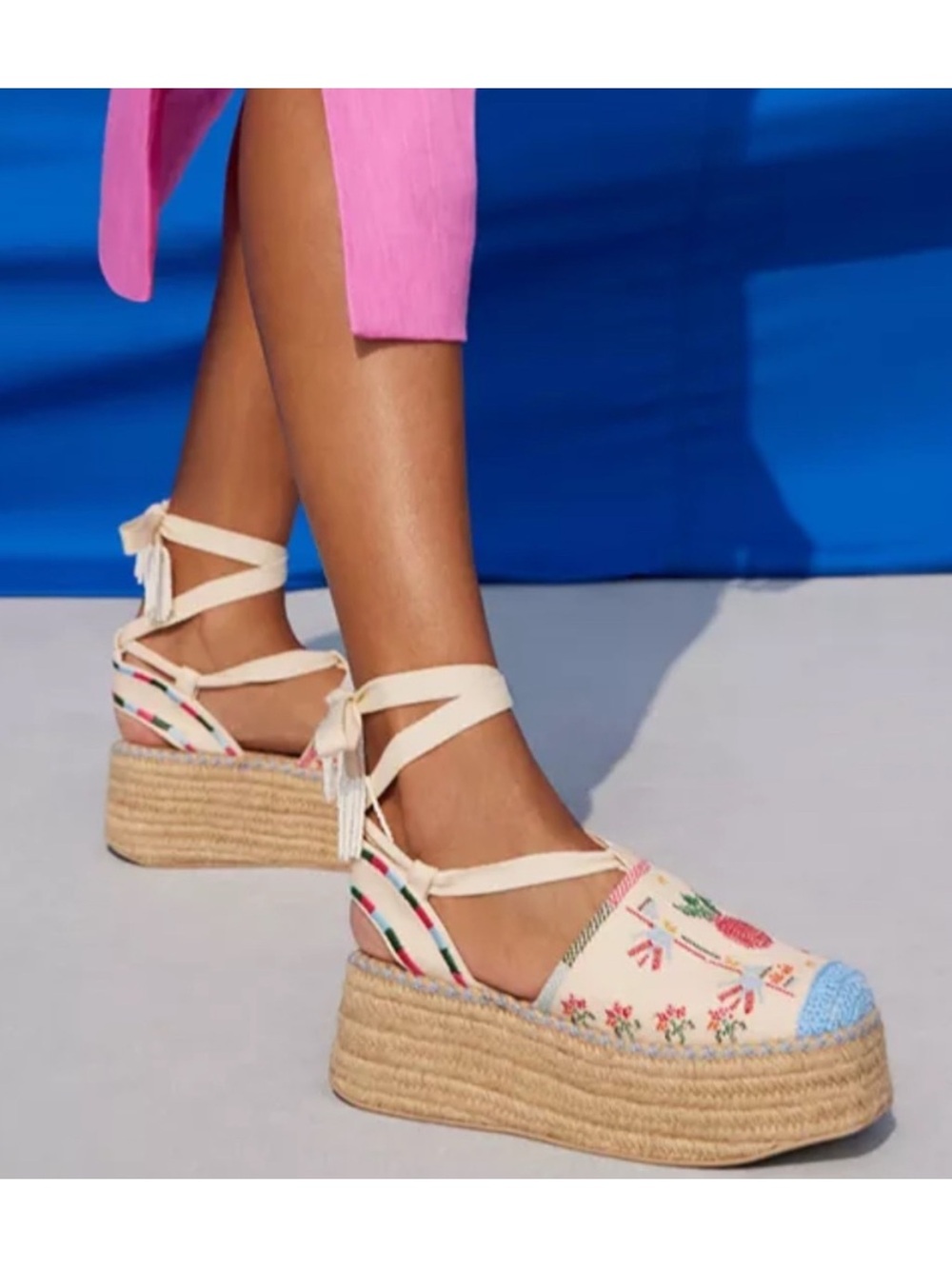 Farm Rio Paradise Bead-Embellish Espadrille Platforms